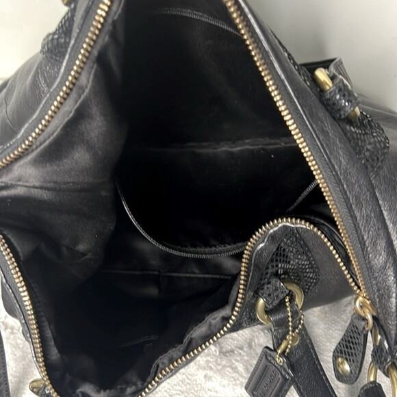 Coach Ashley Black Python Leather Satchel Purse - Picture 9 of 14